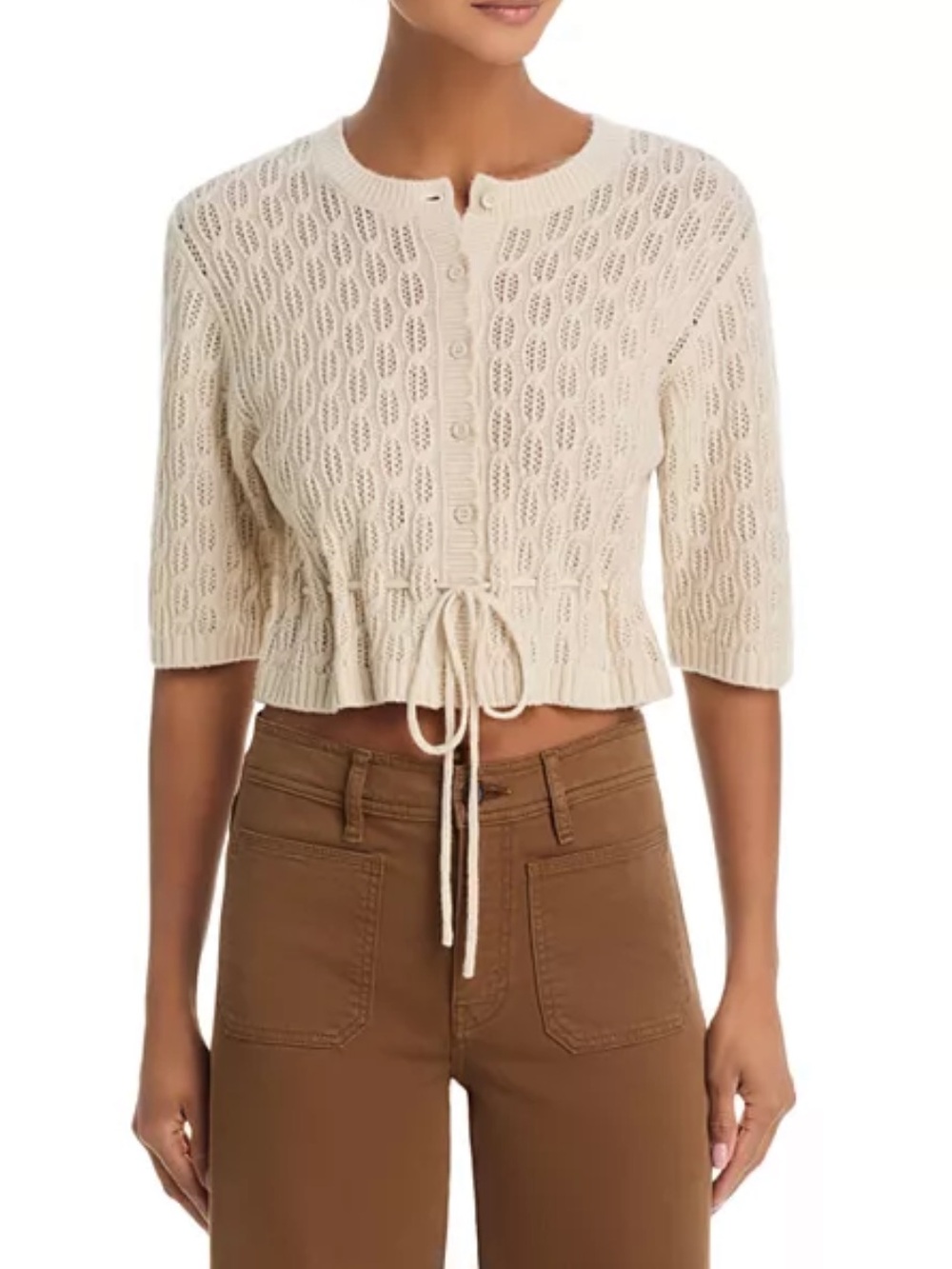 Frame Clover Cardi Short Sleeve Cardigan Sweater Wool Cashmere Oatmeal Heather